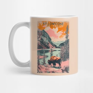 Yellowstone National Park Buffalo Vintage Travel Poster Mug